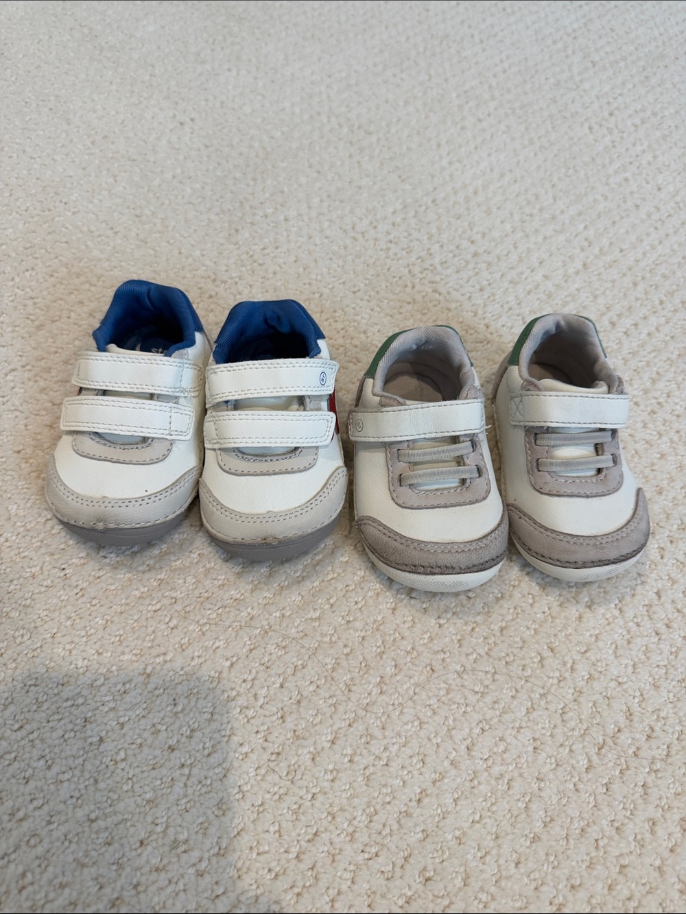 Stride Rite Kids White and Gray Velcro Walking Sneakers - Pair
